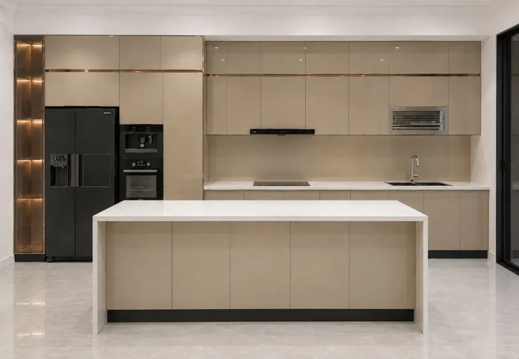 Các hạng mục bao gồm trong giá tủ bếp inox cánh kính Gleno
