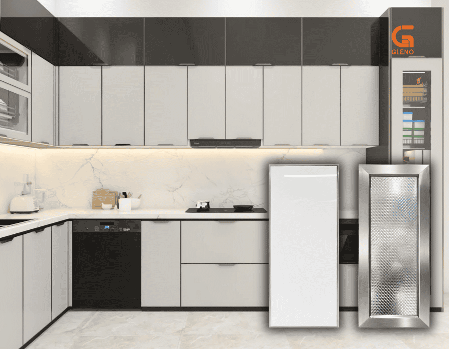 Khung viền nhôm và khung viền inox là hai loại khung cánh tủ bếp phổ biến