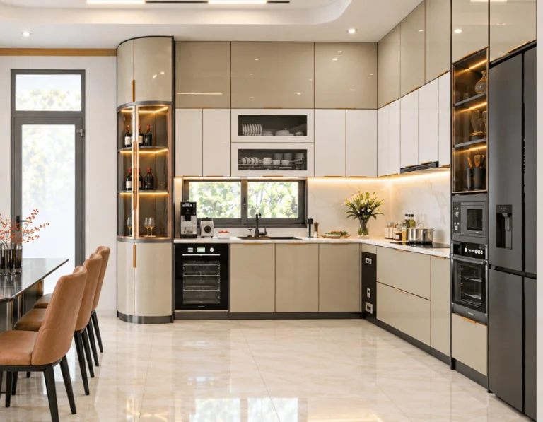 Tủ bếp inox cánh kính ICK008