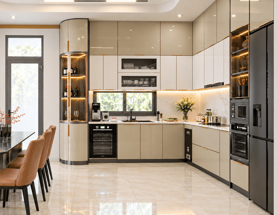 Tủ bếp inox cánh kính ICK008
