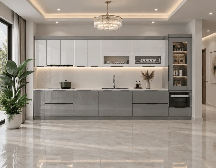 Tủ bếp inox cánh kính ICK010